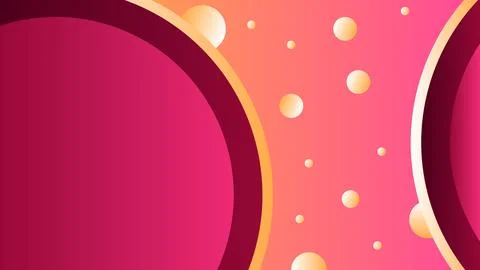 A pink background with two circles and a lot of gold circles Stock Illustration