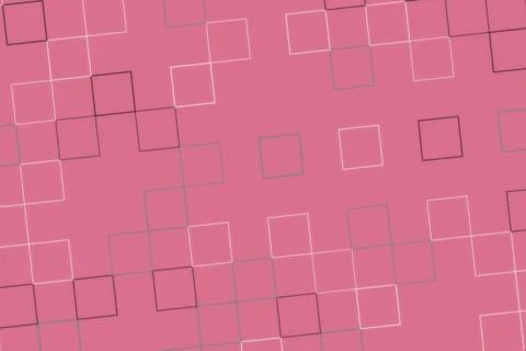 Pink background with white and black square outlines pattern Illustrazione stock