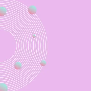 Pink background with white circles. The balls are gradient pink with blue. イラスト素材