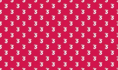 Pink background with white number threes pattern Stock Illustration