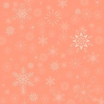 Pink background with white snowflakes Stock Illustration