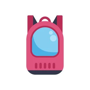 Pink backpack with big front pocket showing through glass panel Stock Illustration