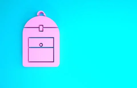 Pink Backpack icon isolated on blue background. Minimalism concept. 3d illust Illustrazione stock
