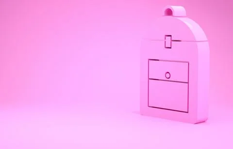 Pink Backpack icon isolated on pink background. Minimalism concept. 3d illust Stock Illustration