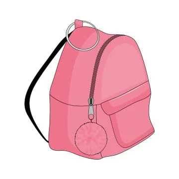 Pink backpack isolated on white background. Vector illustration. Stock Illustration