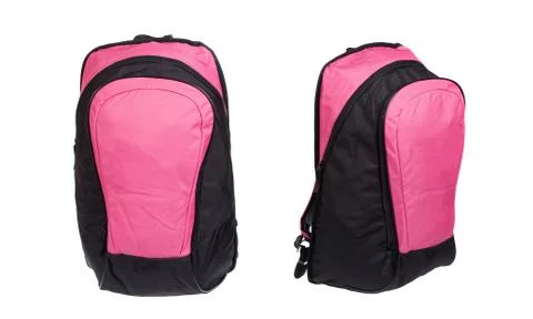 Pink Backpack isolated on white Stock Photos