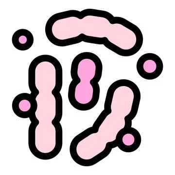 Pink bacteria and viruses floating and multiplying under microscope Stock Illustration