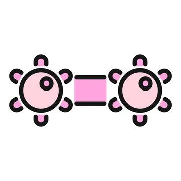 Pink bacteria microbes connected symbol structure Stock Illustration