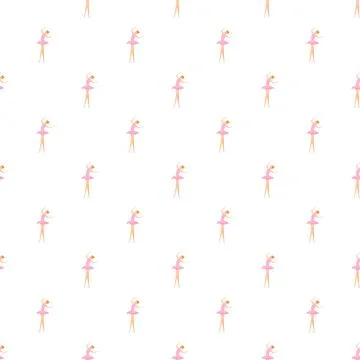 Pink ballerina repeating pattern on a white background Stock Illustration