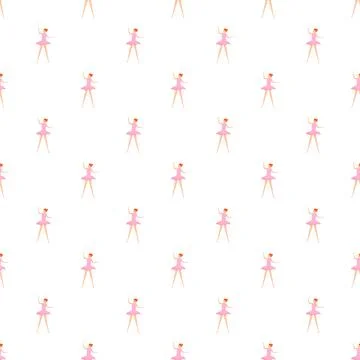 Pink ballet dancer seamless pattern on white background Stock Illustration