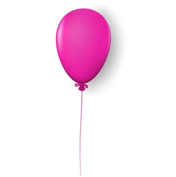 Pink balloon with highlights and shadow on rope isolated on white background. Stock Illustration