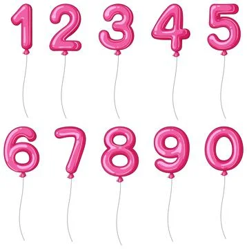 Pink Balloon Numbers Vector Illustration Stock Illustration