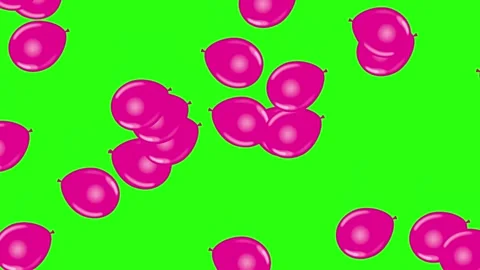 Pink Balloons Falling Animation on Green Screen Background HD Stock Footage 340467370