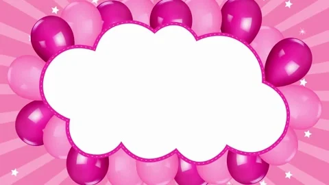 Pink balloons festive background with blank message cloud Stock Footage 334572926
