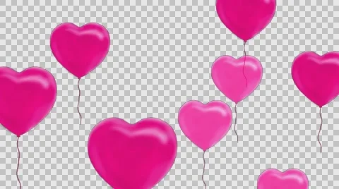 Pink balloons in the form of heart, Alpha Channel Stock Footage 69064211