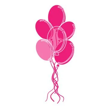 Pink balloons on white background Stock Illustration