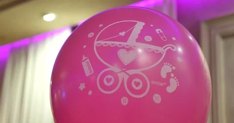 Pink baloon with draw pram Stock Footage 65705115