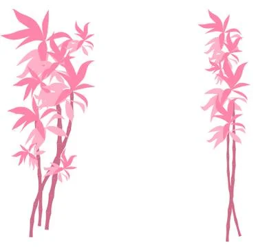 Pink bamboo romantic frame Stock Illustration