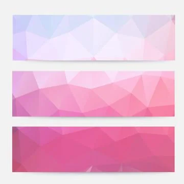 Pink banner vector geometric triangle.polygonal banners design template. Stock Illustration