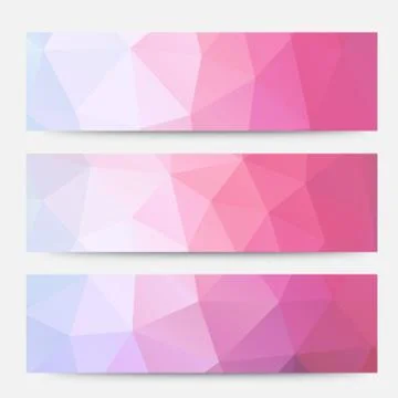 Pink banner vector geometric triangle.polygonal banners design template. Stock Illustration