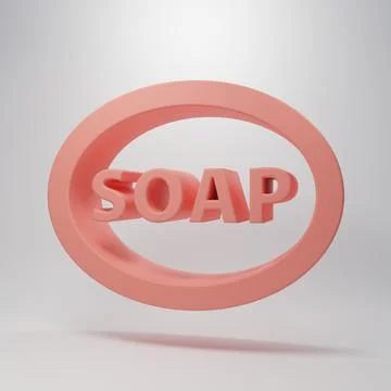 Pink Bar of soap icon isolated on pink background. Soap bar with bubbles. M.. Stock Illustration