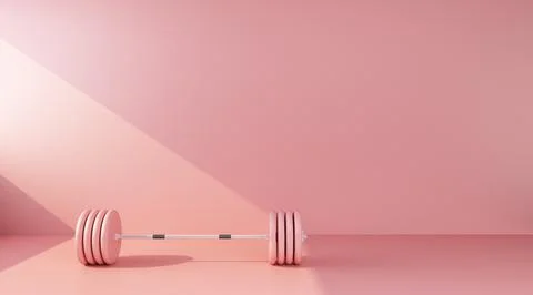 Pink barbell in a beam of light Stock Illustration