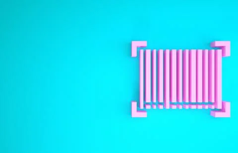 Pink Barcode icon isolated on blue background. Minimalism concept. 3d illustr Stock Illustration