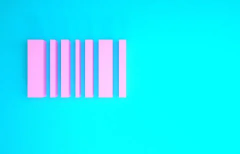 Pink Barcode icon isolated on blue background. Minimalism concept. 3d illustr 스톡 일러스트