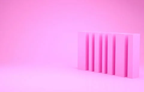 Pink Barcode icon isolated on pink background. Minimalism concept. 3d illustr Illustrazione stock