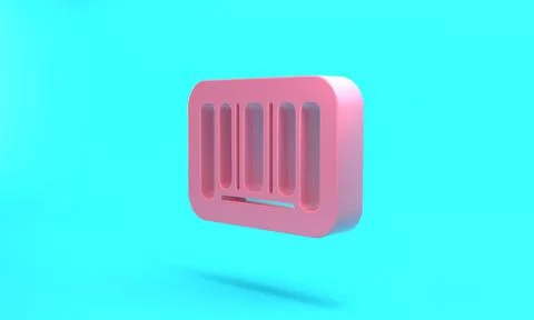 Pink Barcode icon isolated on turquoise blue background. Minimalism concept.  Stock Illustration