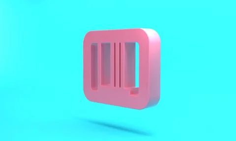 Pink Barcode icon isolated on turquoise blue background. Minimalism concept.  Stock Illustration