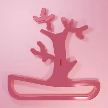 Pink Bare tree icon isolated on pink background. Minimalism concept. 3D ren.. イラスト素材