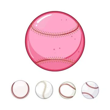 Pink baseball ball and set of game balls Stock Illustration