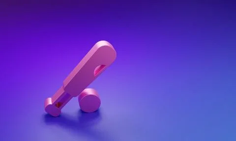 Pink Baseball bat with ball icon isolated on purple-blue background. Minima.. Stock Illustration