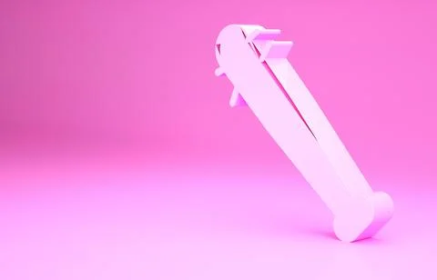 Pink Baseball bat with nails icon isolated on pink background. Violent weapon Ilustración de archivo