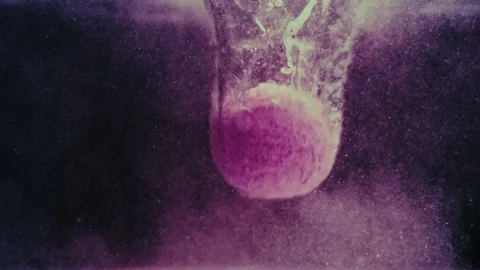 Pink Bath Bomb Drops in Slow Motion Stock Footage 300892822