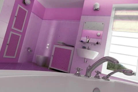 Pink bathroom Stock Illustration
