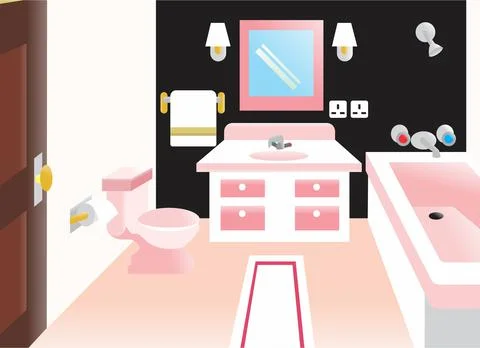 Pink Bathroom interior design Stock-Illustration
