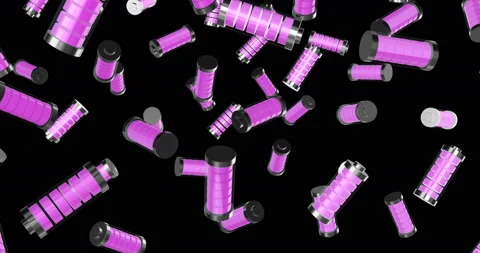 Pink Batteries falling slow motion Stock Footage 236396690