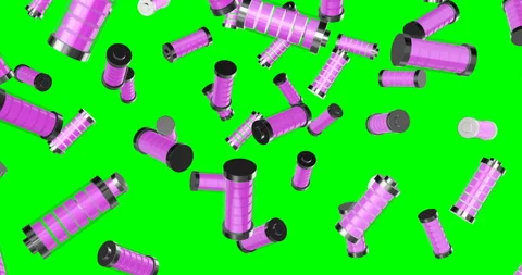 Pink Batteries falling slow motion Stock Footage 236397648