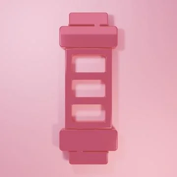 Pink Battery charge level indicator icon isolated on pink background. Minim.. Stock Illustration
