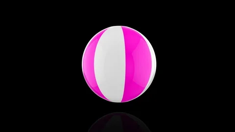 Pink Beach Ball turns on itself - loop animation - black background Stock Footage 255458846