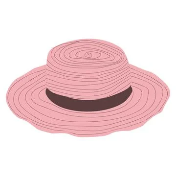 Pink beach hat with ribbon Stock Illustration