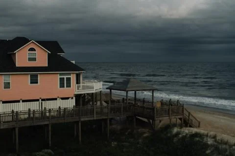 Pink Beach House Stock-Fotos