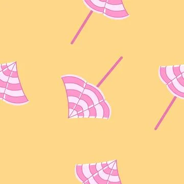 Pink Beach Umbrella seamless pattern in cartoon flat style Stockillustratie