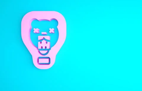 Pink Bear head on shield icon isolated on blue background. Hunting trophy on  Stock Illustration