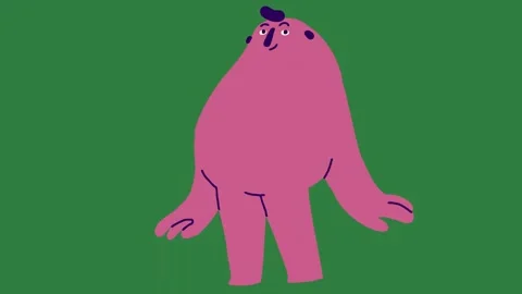 Pink bear standing on pig red apple in its mouth holding heart shaped object an Stock Footage 336855384