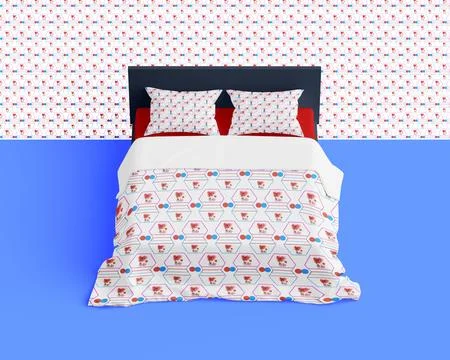 Pink Bed Designs with Patterns and Solid Color Backgrounds Stock Photos