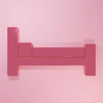Pink Bed icon isolated on pink background. Minimalism concept. 3D render il.. Stock Illustration