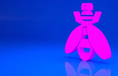 Pink Bee icon isolated on blue background. Sweet natural food. Honeybee or ap 스톡 일러스트